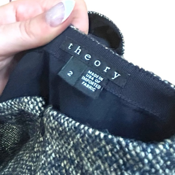 Theory Merlock Tweed Skater Mini Skirt Brown Black Size 2 Wool - Picture 8 of 8